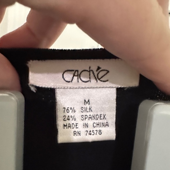 Cache Black V-Neck Blouse with silver and rhinestone accents - Picture 2 of 8